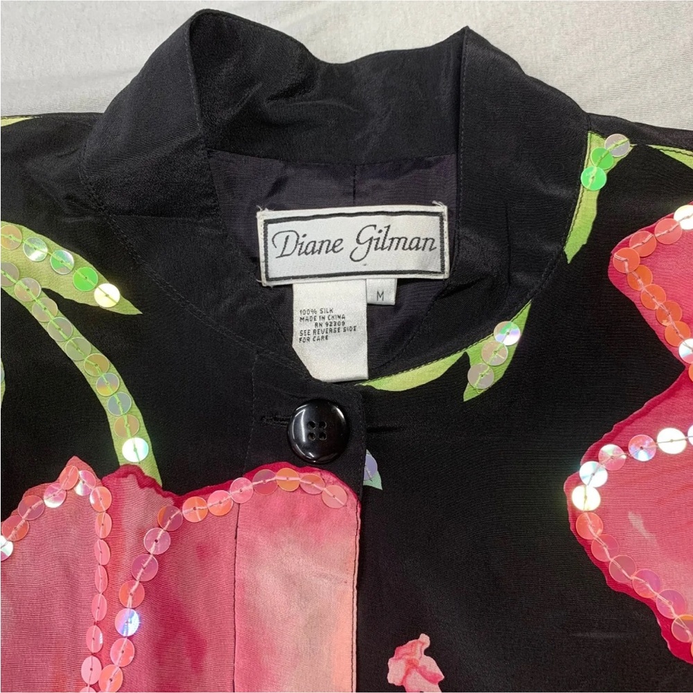 Diane Gilman! 100% silk! Gorgeous Flowered jacket! - Picture 4 of 5